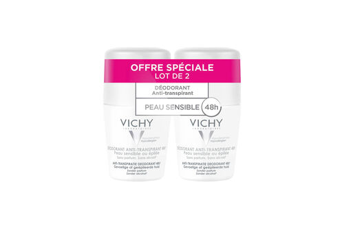 2x D&eacute;odorants Anti-Transpirant 48H Roll-On Peau Sensible - D&eacute;odorants-Dermo-Tol&eacute;rance | L'Or&eacute;al Dermatological Beauty Partner Shop