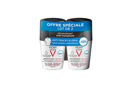 2x D&eacute;odorant Vichy Homme Bille 48H Anti-Transpirant Anti-Traces - D&eacute;odorants-Dermo-Tol&eacute;rance | L'Or&eacute;al Dermatological Beauty Partner Shop